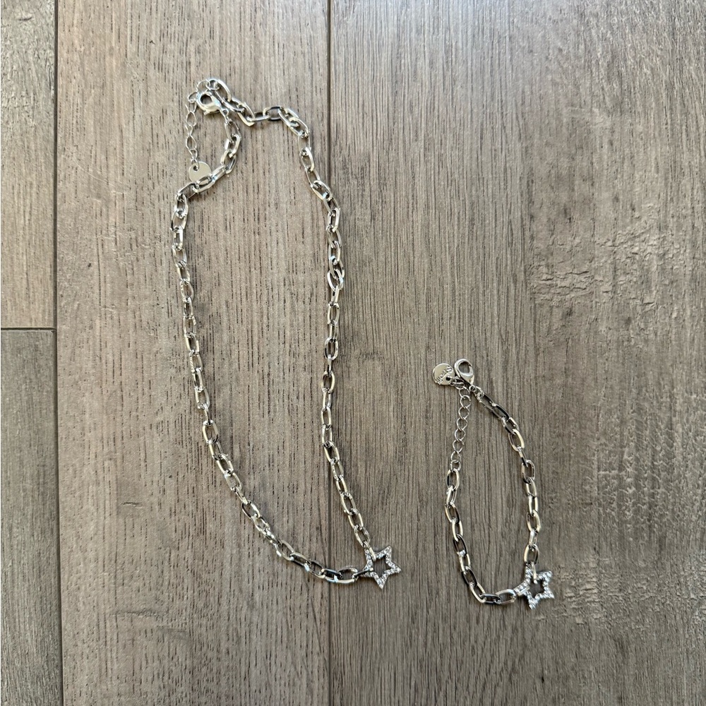 Stroili Paperclip Chain & Star Necklace and Bracelet Gift Set